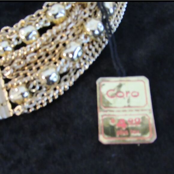 Coro Vtg Gold Tone Beaded Link Multi Strand Necklace 17" New Old Stock NOS NWT - Picture 5 of 10